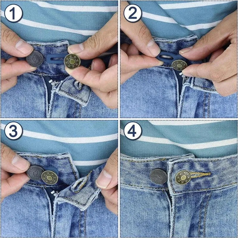 Expandable Metal Button Extenders: Comfort Fit Waistband Kit