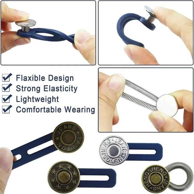 Expandable Metal Button Extenders: Comfort Fit Waistband Kit
