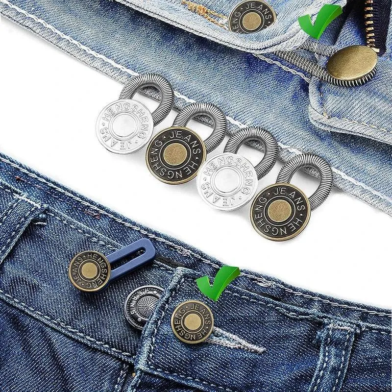 Expandable Metal Button Extenders: Comfort Fit Waistband Kit