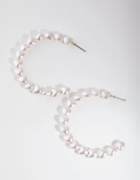 Gold Pearl Hoop Earrings