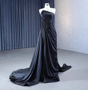 Hand Beaded Black Evening Formal Party Gown