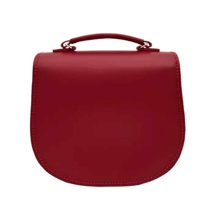 Handmade Leather Twist Lock Saddle Bag - Red