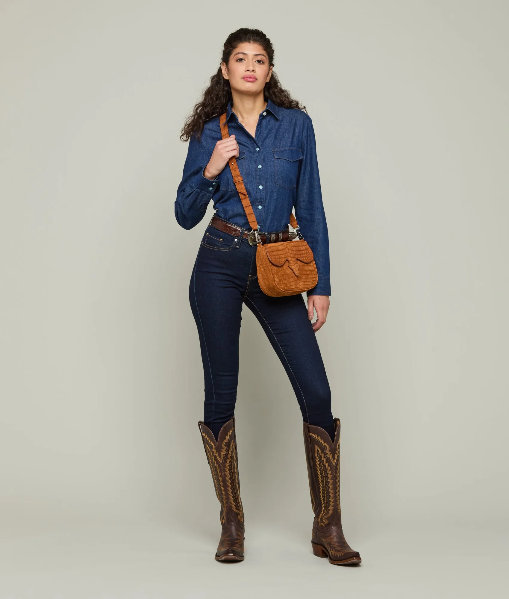Lainey Exotic Crossbody :: Cognac