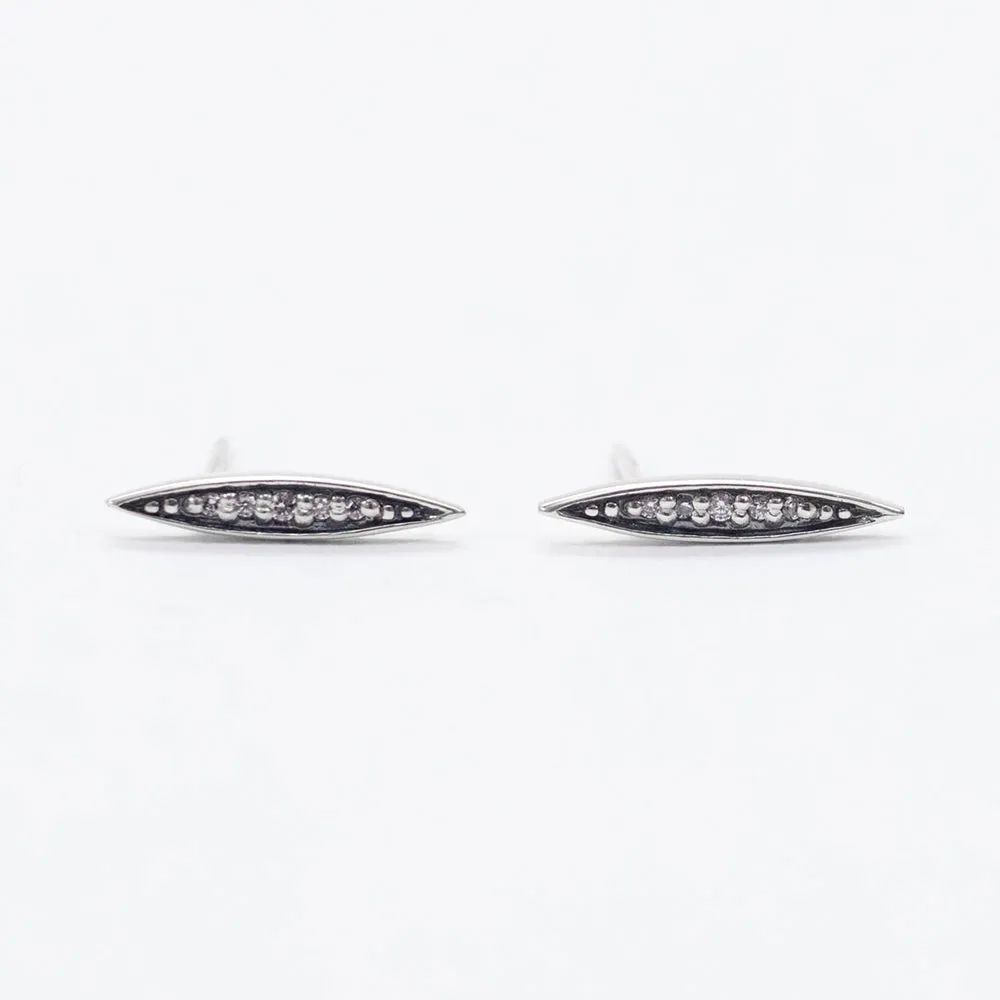 Long Silver Eye Shaped Studs