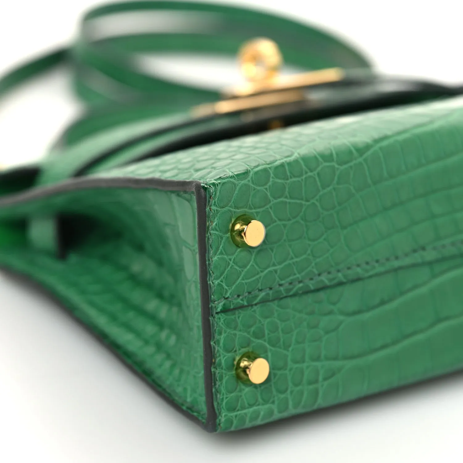 Matte Alligator Mini Kelly Sellier 20 Vert Cactus