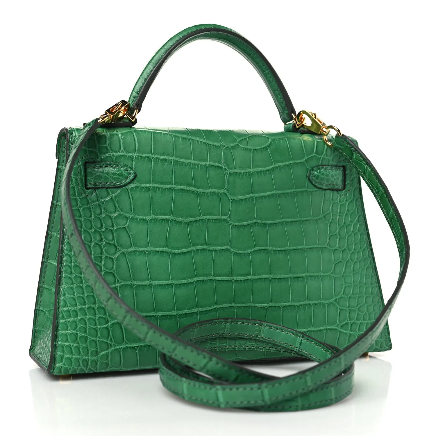 Matte Alligator Mini Kelly Sellier 20 Vert Cactus