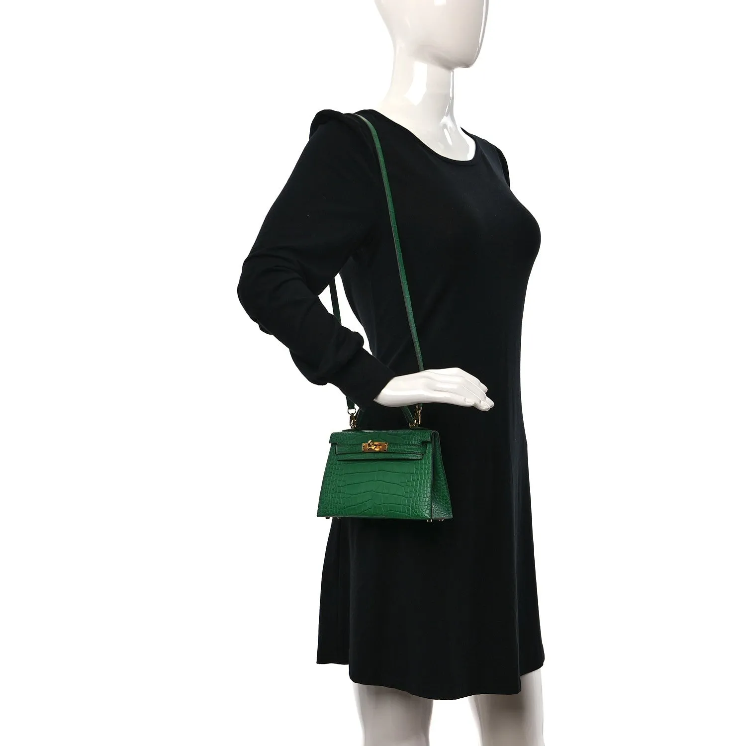 Matte Alligator Mini Kelly Sellier 20 Vert Cactus