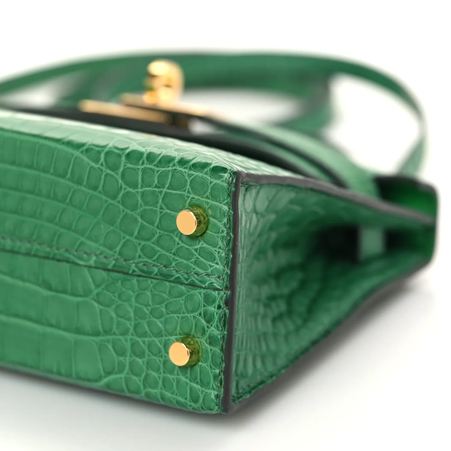 Matte Alligator Mini Kelly Sellier 20 Vert Cactus