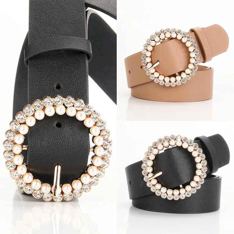 Pearl Alloy Buckle Intellectual Atmosphere Color Multi-Choice Decorative Dress Belt
