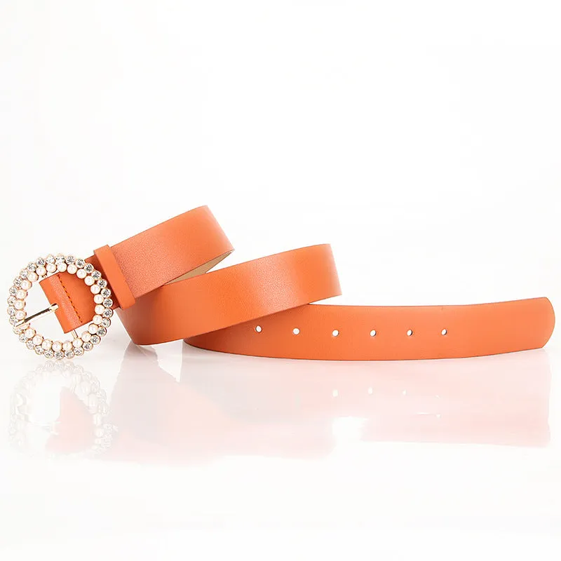 Pearl Alloy Buckle Intellectual Atmosphere Color Multi-Choice Decorative Dress Belt
