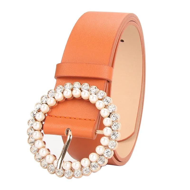 Pearl Alloy Buckle Intellectual Atmosphere Color Multi-Choice Decorative Dress Belt