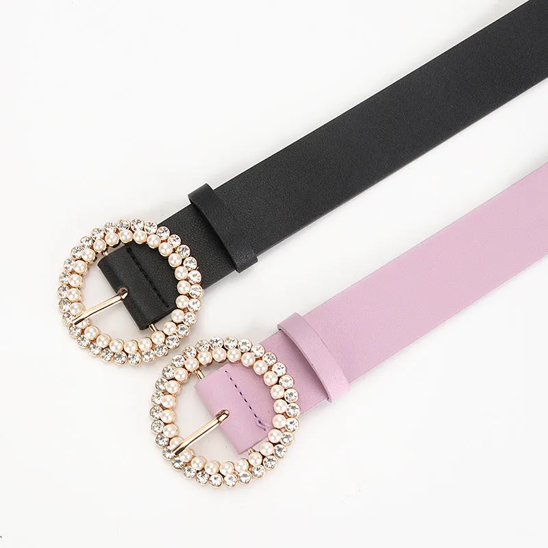Pearl Alloy Buckle Intellectual Atmosphere Color Multi-Choice Decorative Dress Belt