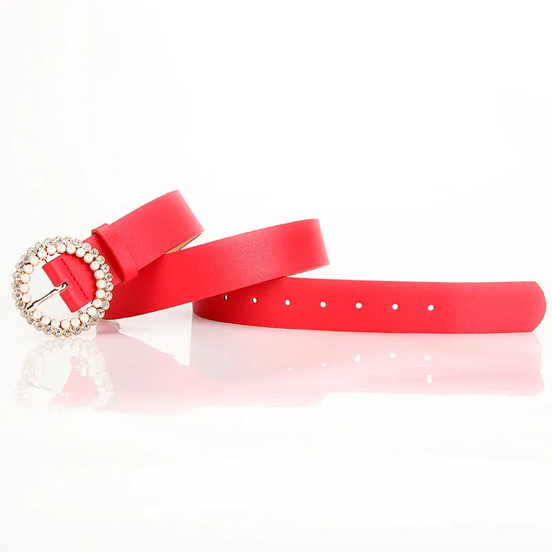 Pearl Alloy Buckle Intellectual Atmosphere Color Multi-Choice Decorative Dress Belt