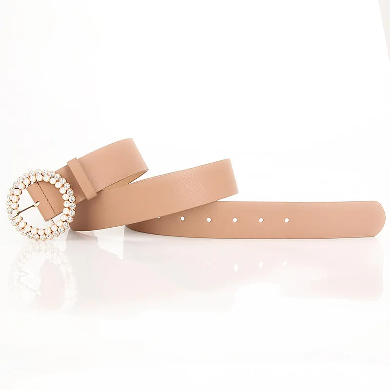 Pearl Alloy Buckle Intellectual Atmosphere Color Multi-Choice Decorative Dress Belt