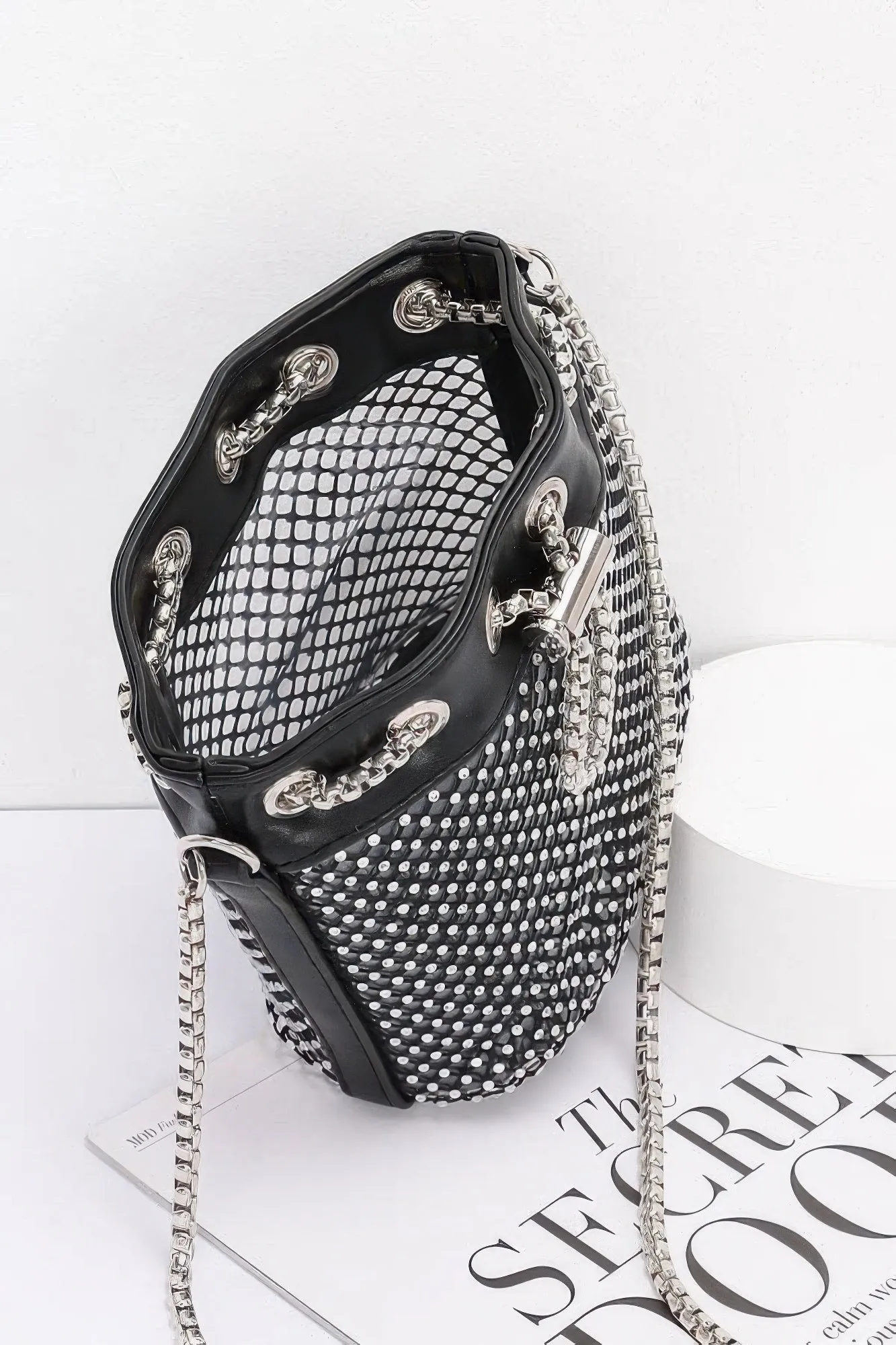 Rhinestone Mesh Tube Bag