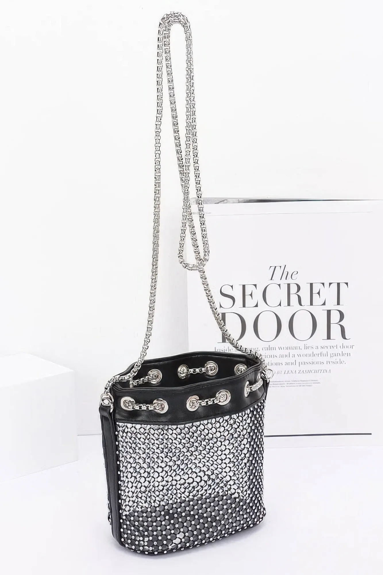 Rhinestone Mesh Tube Bag