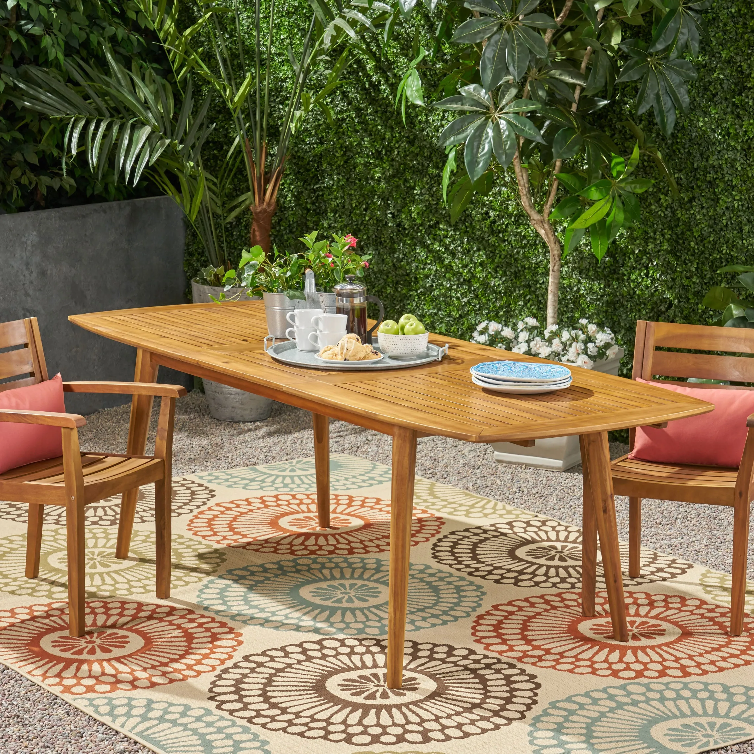 Stanford Outdoor Acacia Wood Expandable Dining Table