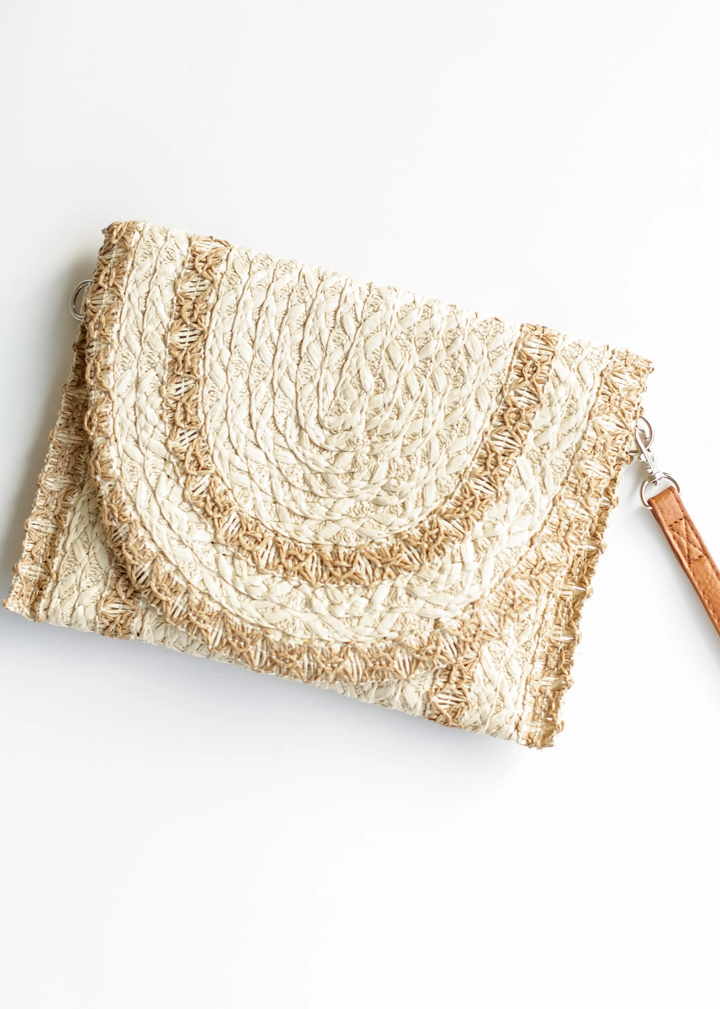 Straw Stitched Natural Clutch Bag