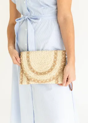 Straw Stitched Natural Clutch Bag