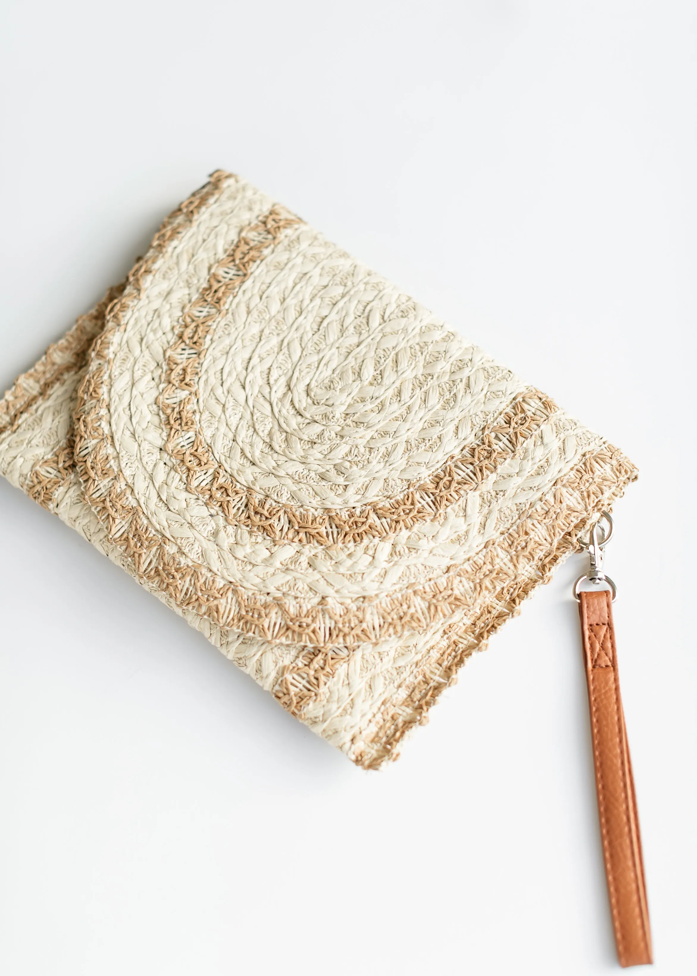 Straw Stitched Natural Clutch Bag