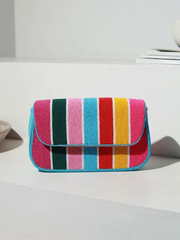 Stripe Multicolor Baguette Bag with Handle