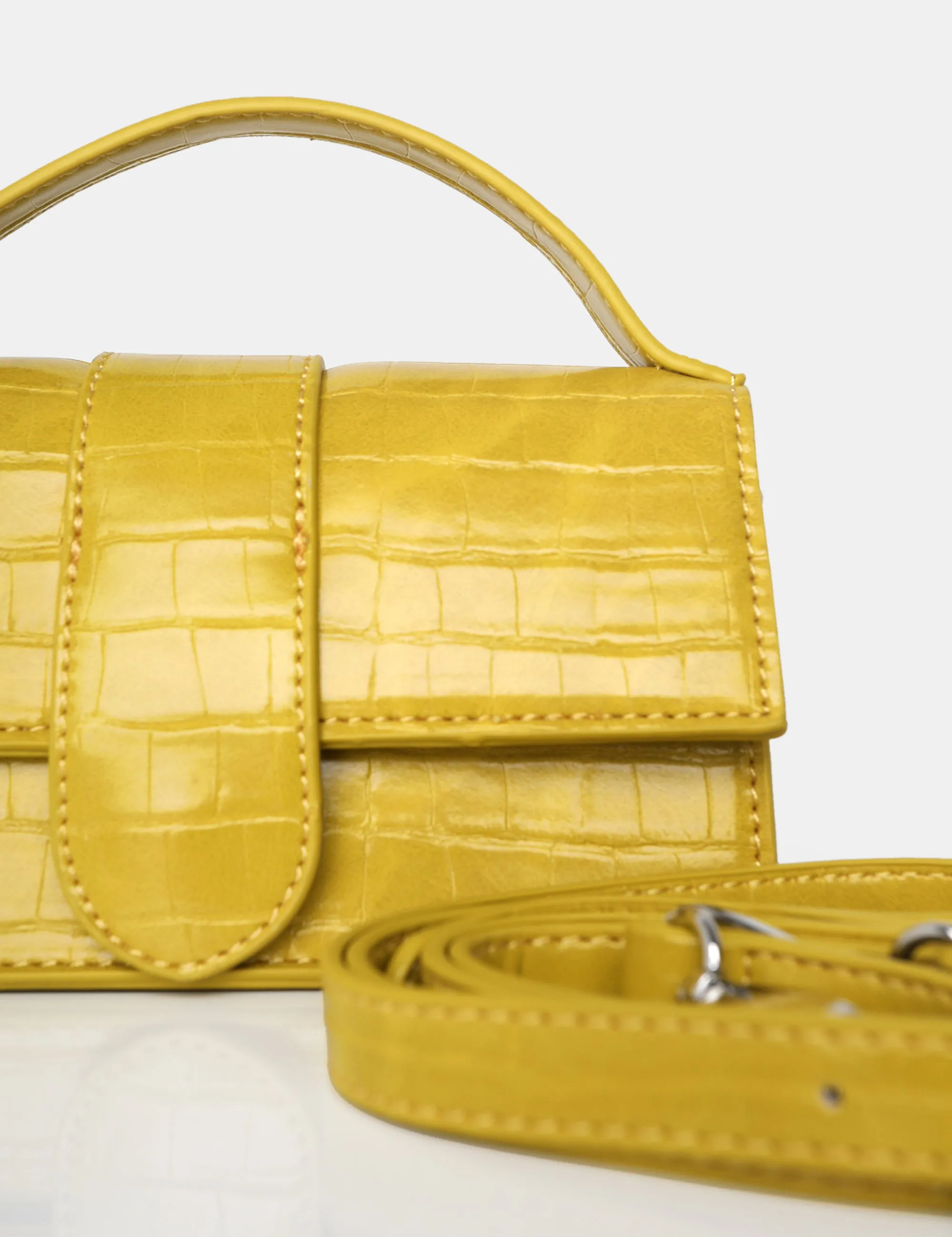 The Mika Lime Matte Croc Pu Mini Bag