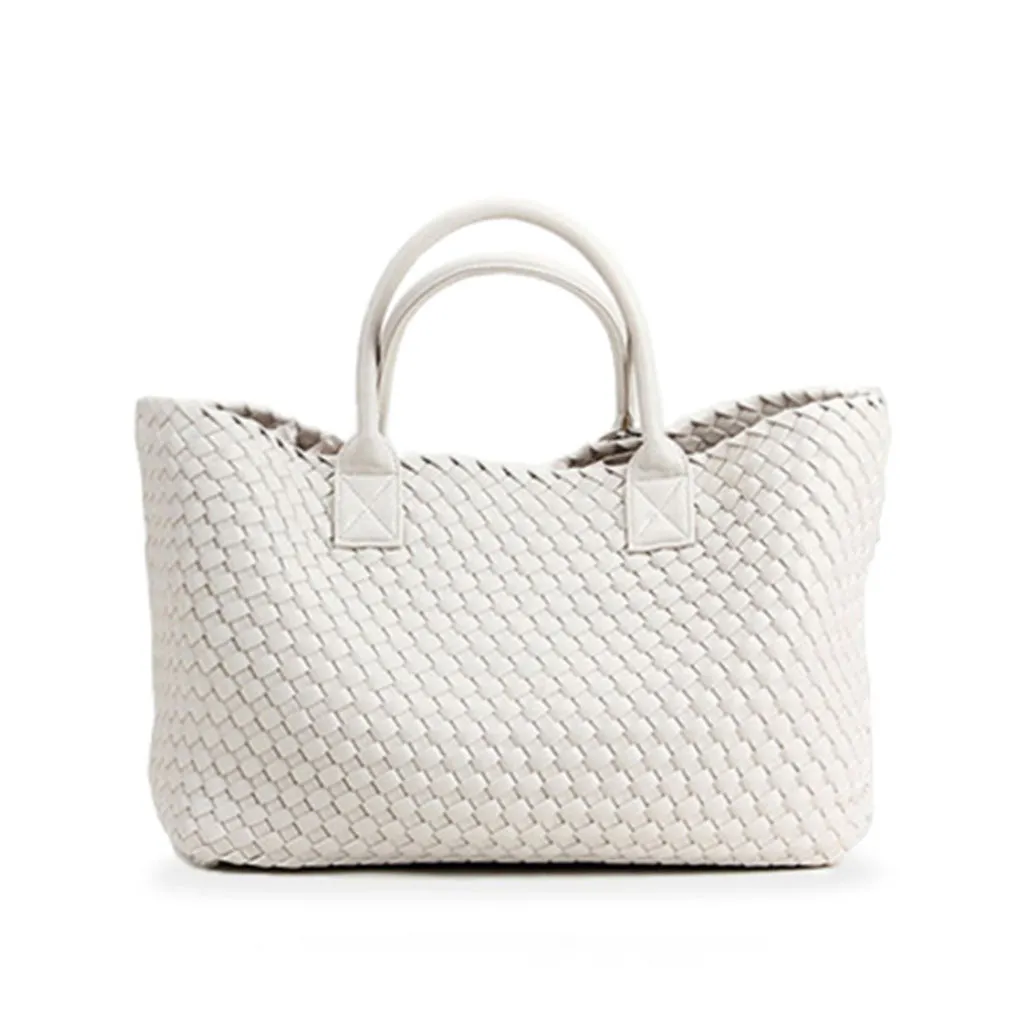 The Nicola 2.0 Weave Tote Bag in white