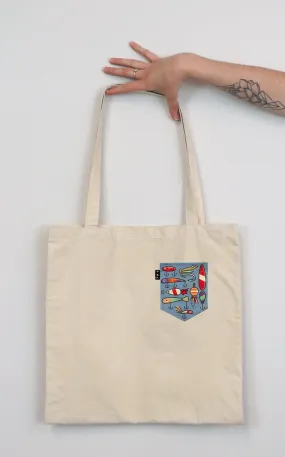Tote Bag à poche Garde la pêche