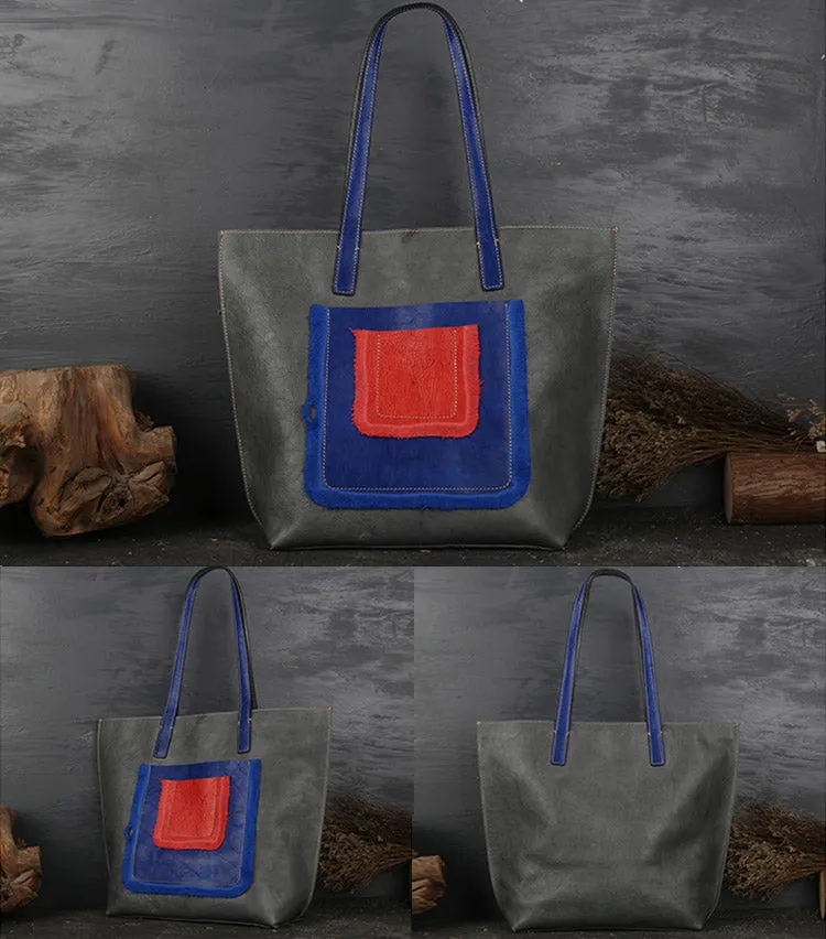 Vintage Womens Leather Shoulder Tote Bag Purse Handbags for Women