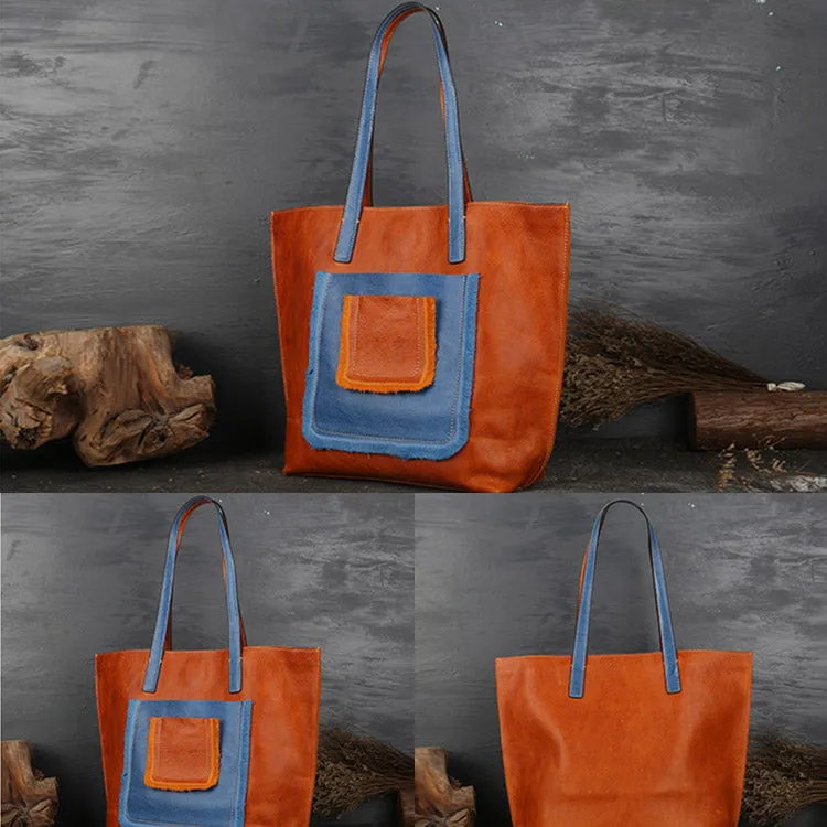 Vintage Womens Leather Shoulder Tote Bag Purse Handbags for Women
