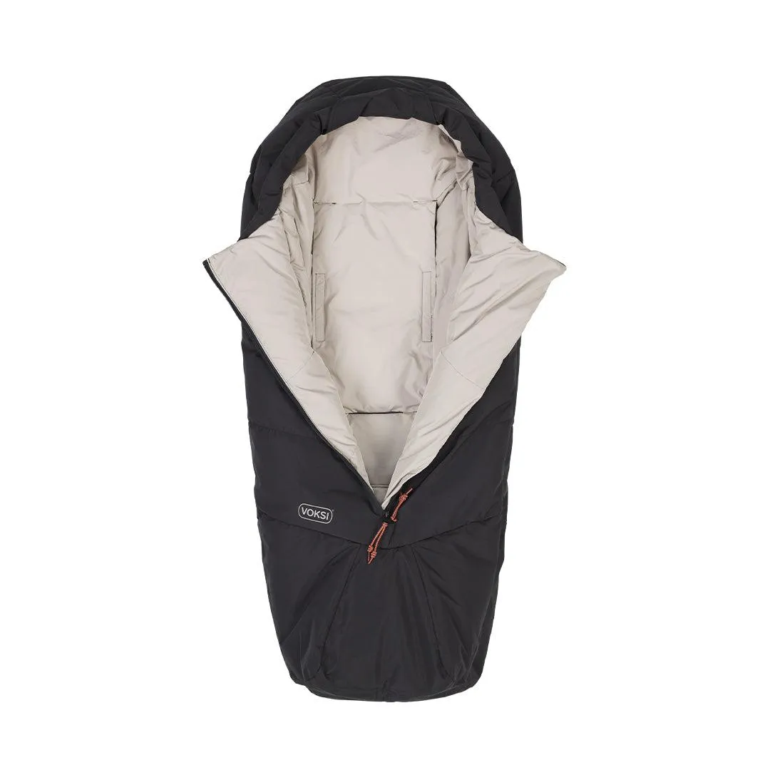 Voksi Adventure Footmuff - Black - Seashell Sand
