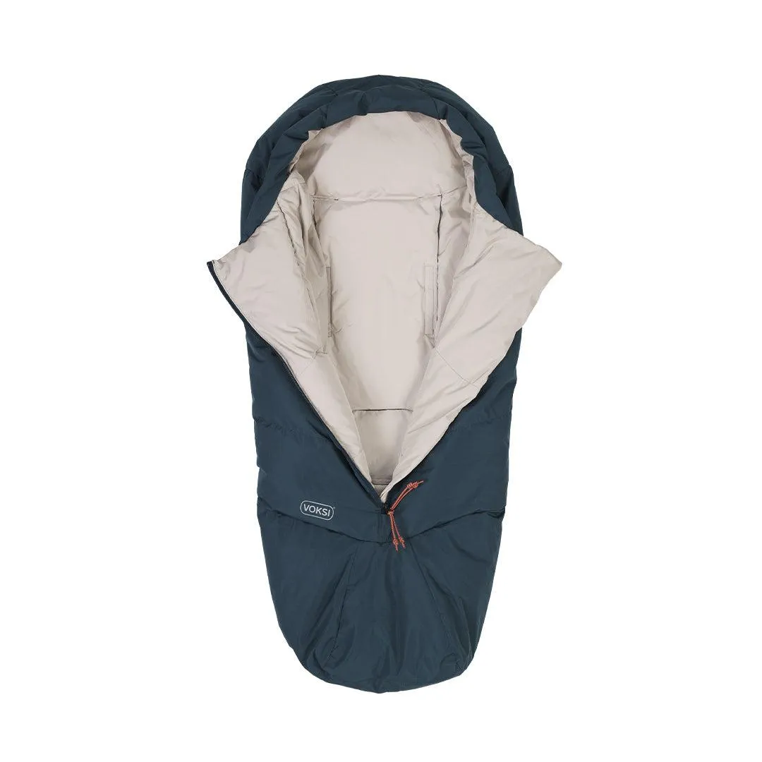 Voksi Adventure Footmuff - Poppy Blue - Seashell Sand