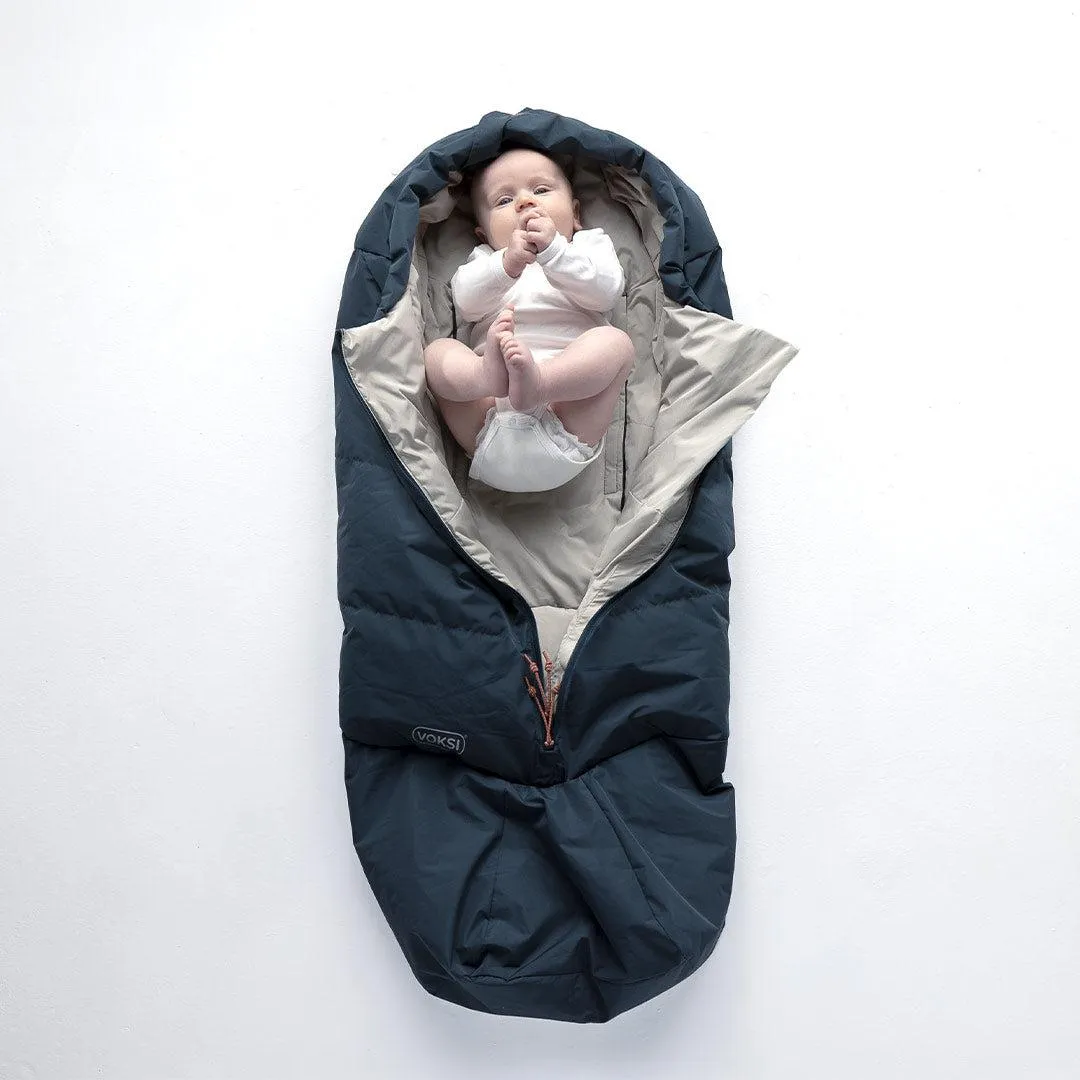 Voksi Adventure Footmuff - Poppy Blue - Seashell Sand