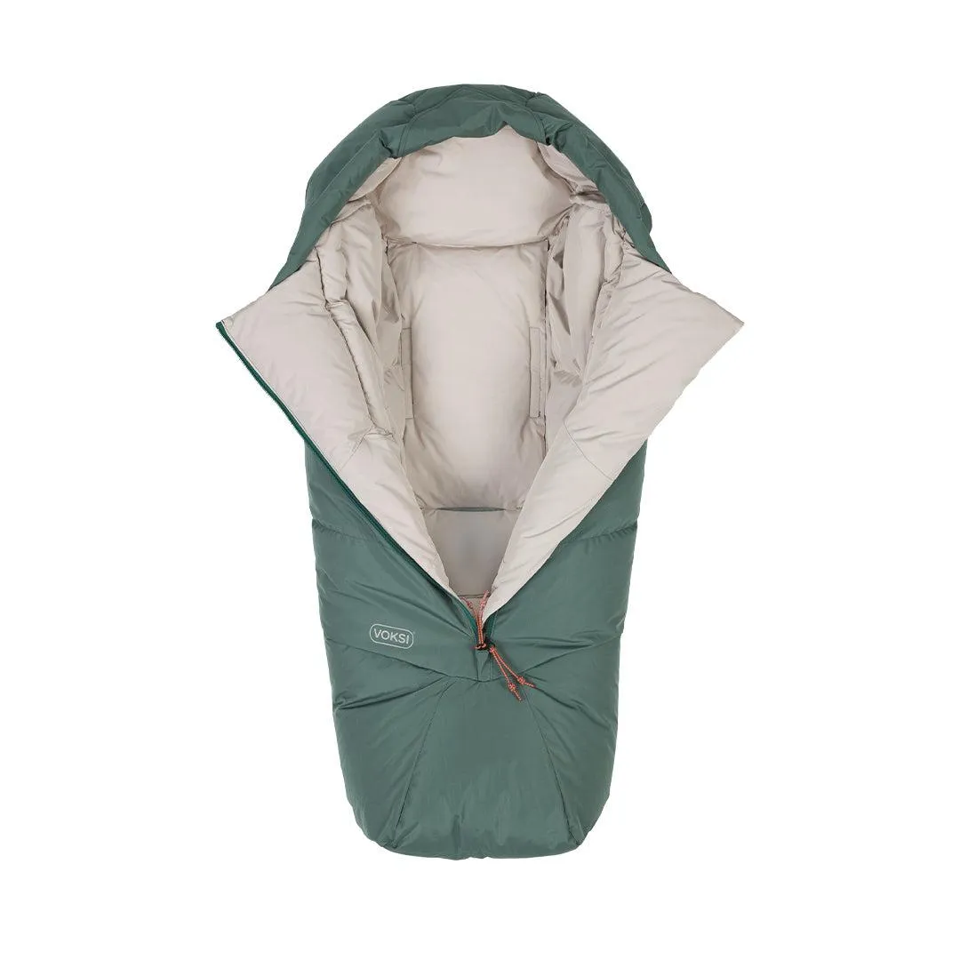 Voksi Adventure North Footmuff - Dark Sea Green - Seashell Sand