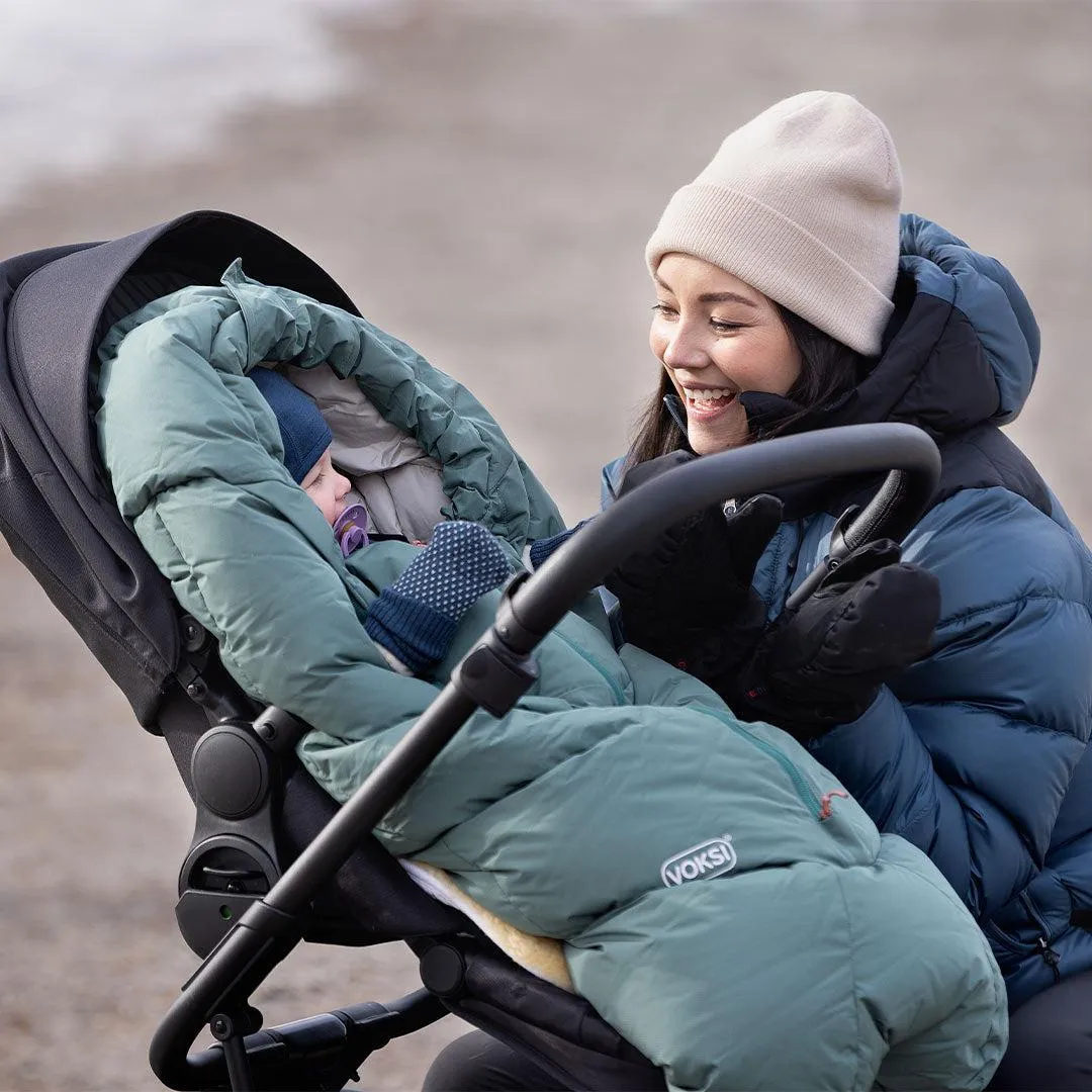Voksi Adventure North Footmuff - Dark Sea Green - Seashell Sand