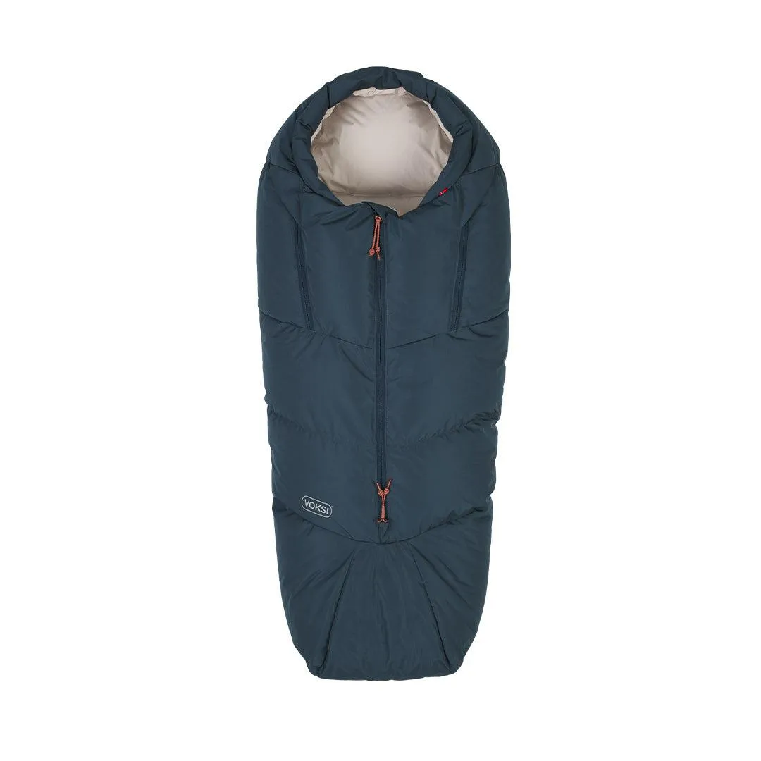 Voksi Adventure North Footmuff - Poppy Blue - Seashell Sand