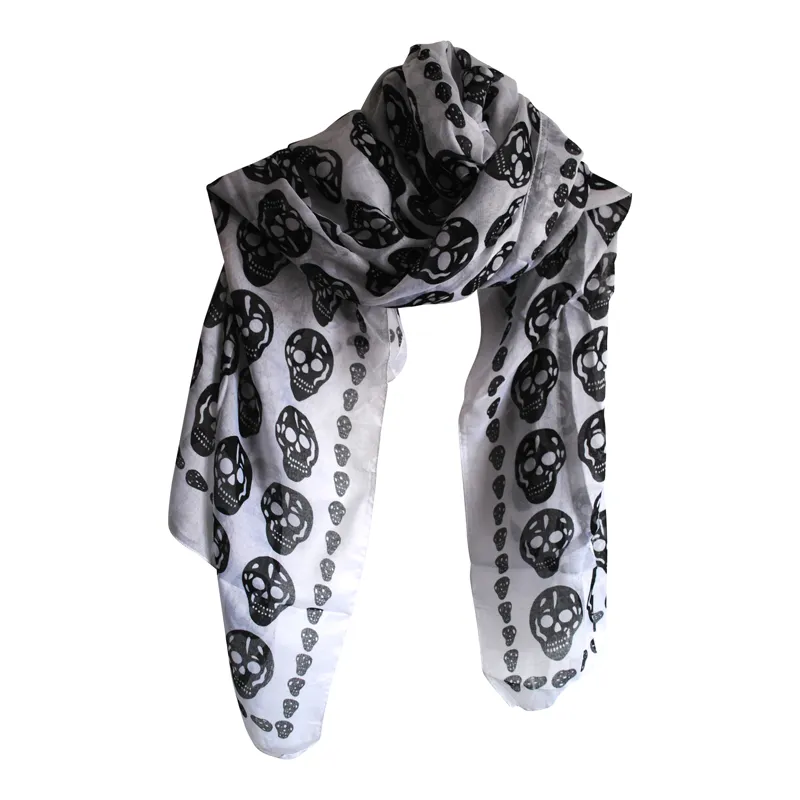 White Skull Print Scarf
