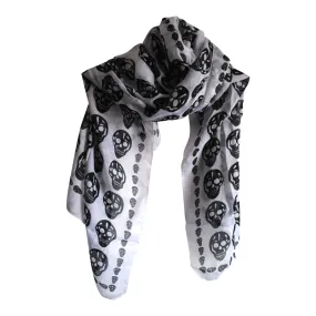 White Skull Print Scarf