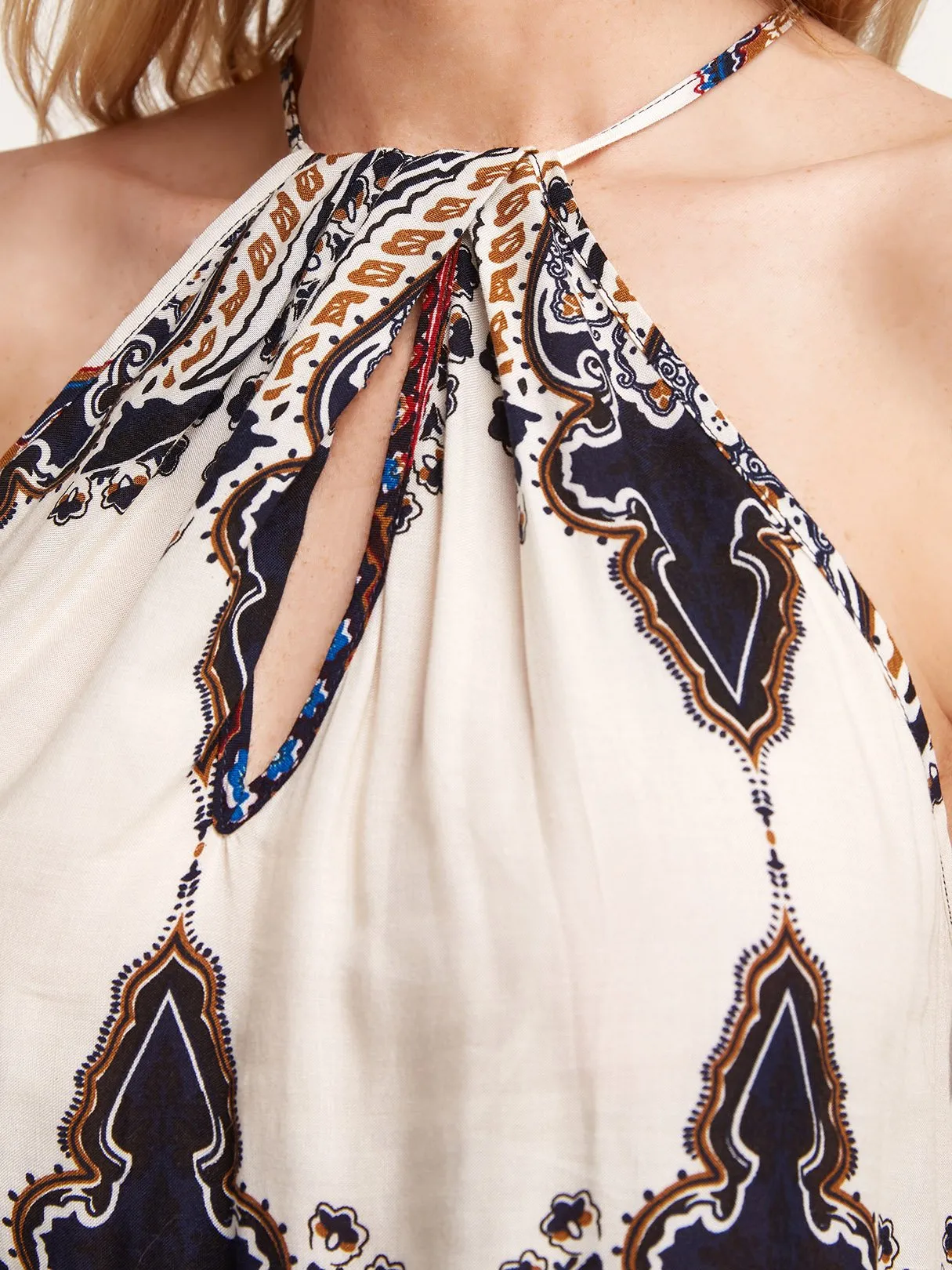 Wholesale Halter Sleeveless Tribal Print Mini Dresses