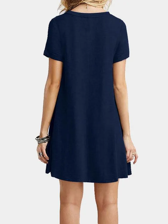 Wholesale Round Neck Short Sleeve Plain Mini Dresses