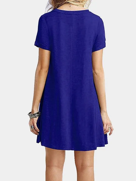 Wholesale Round Neck Short Sleeve Plain Mini Dresses