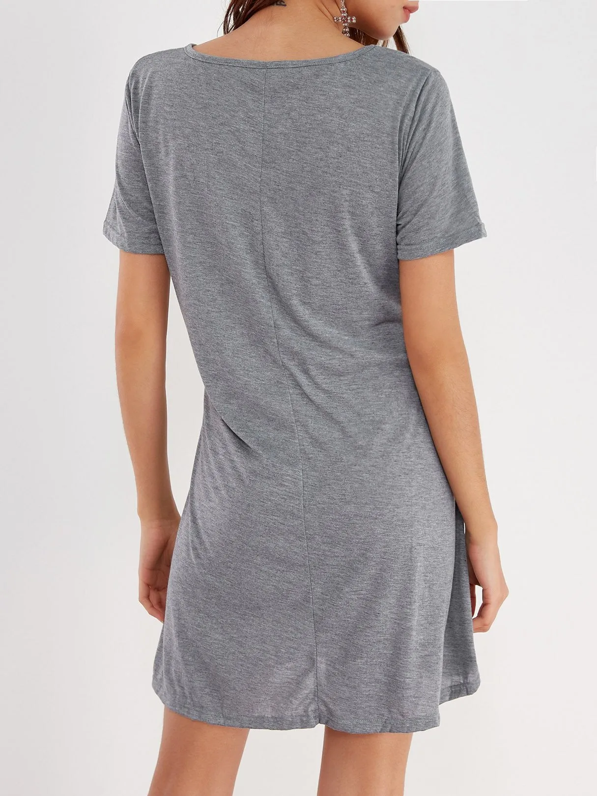 Wholesale Round Neck Short Sleeve Plain Mini Dresses