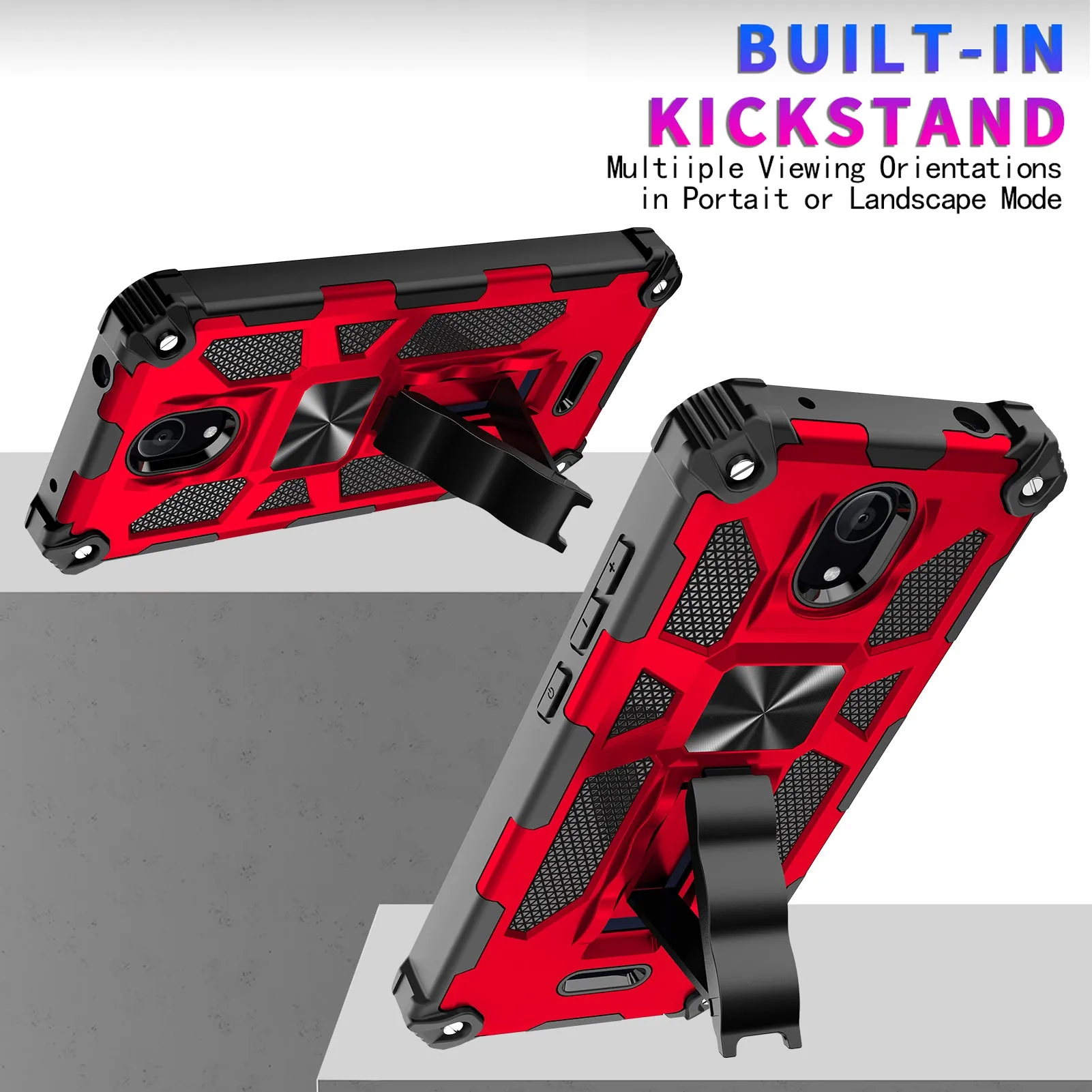 Wiko Ride 2 Case [Military Grade] Ring Car Mount Kickstand w/[Tempered Glass] Hybrid Hard PC Soft TPU Shockproof Protective Case - Red