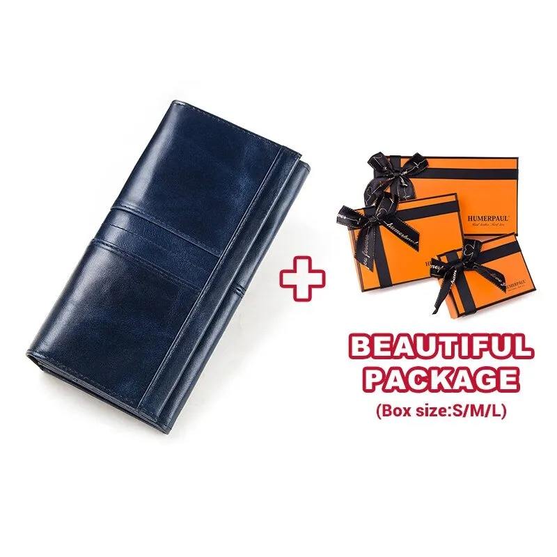 Women's Long Wallet-Clutch / Genuine Leather Wallet with Pocket for Cell Phone and Card Holder