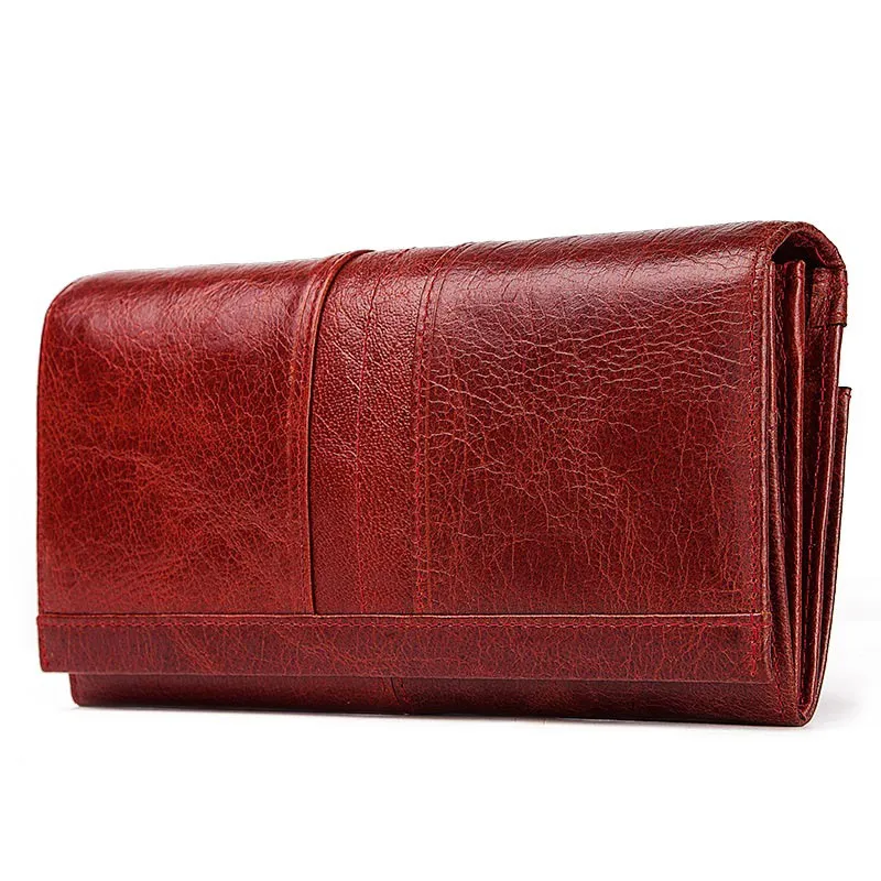 Women's Long Wallet-Clutch / Genuine Leather Wallet with Pocket for Cell Phone and Card Holder