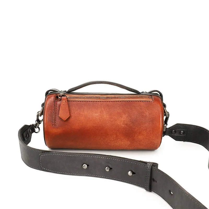 Womens Mini Leather Barrel Crossbody Bag Shoulder Handbags