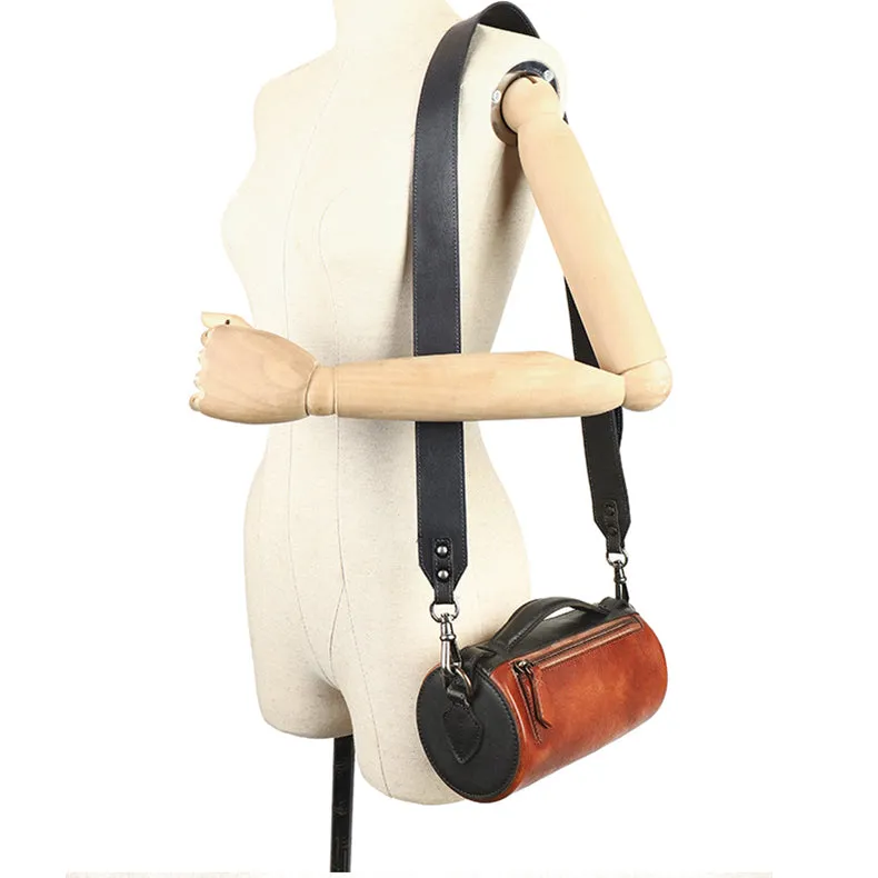 Womens Mini Leather Barrel Crossbody Bag Shoulder Handbags