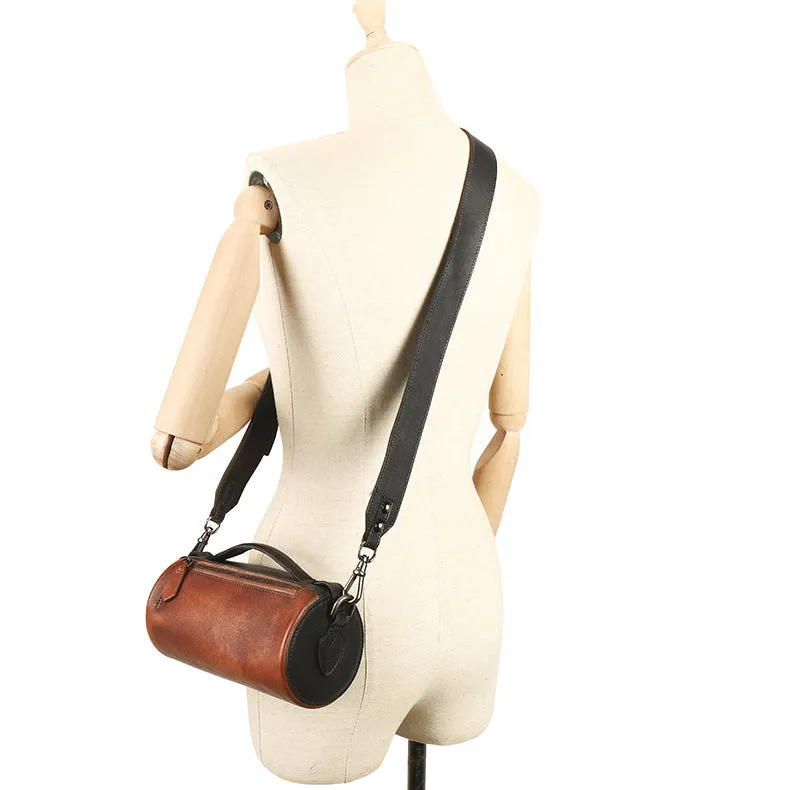 Womens Mini Leather Barrel Crossbody Bag Shoulder Handbags