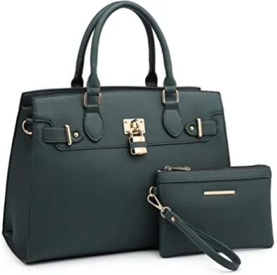 Women's Satchel Tote Shoulder Work Handbag w/Matching Wallet  (16 colors)