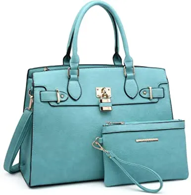 Women's Satchel Tote Shoulder Work Handbag w/Matching Wallet  (16 colors)